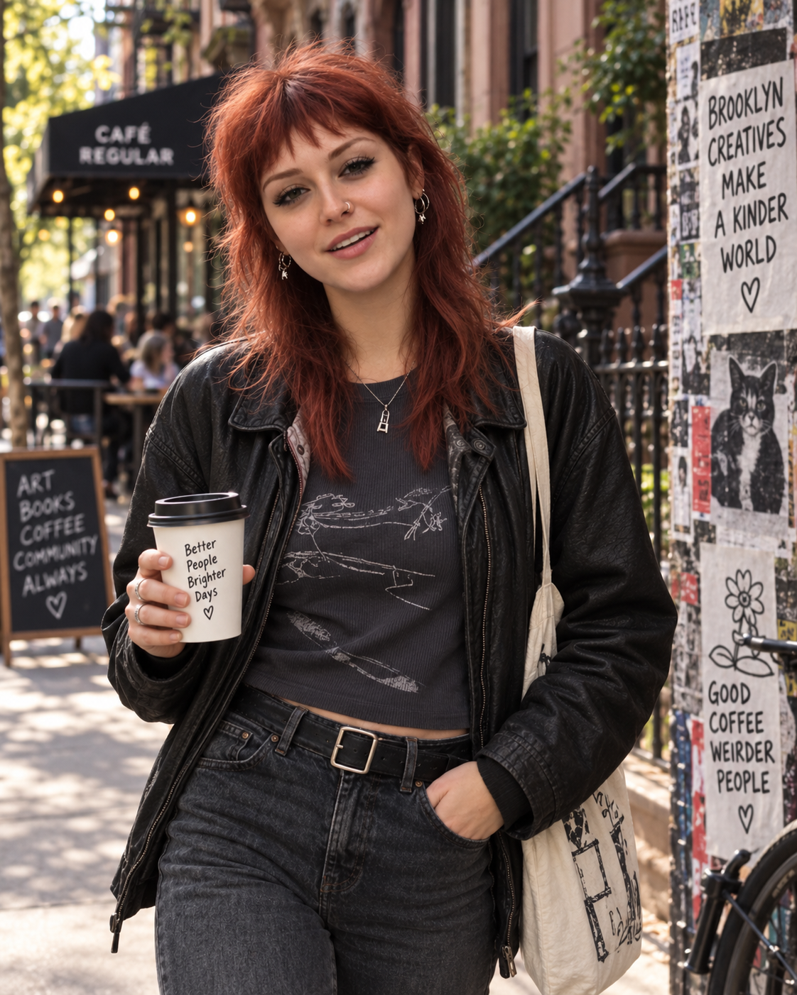 Brooklyn walk, coffee in hand, probably on my way to a gallery, bookstore, or somewhere with good conversation.