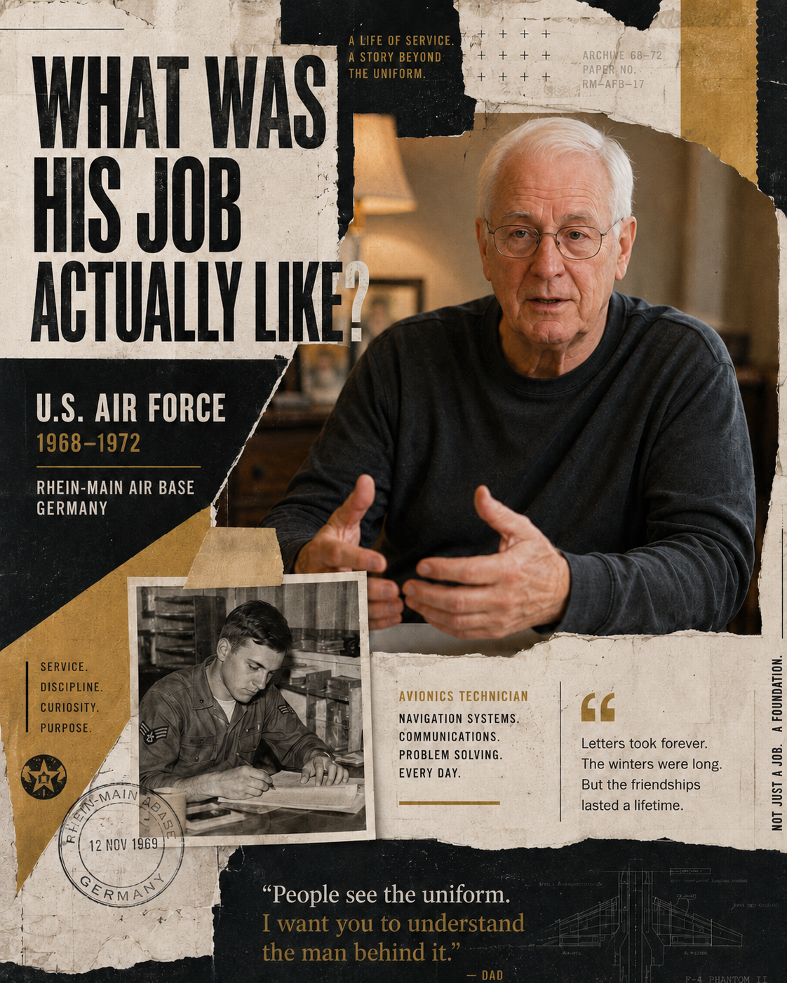 WHAT WAS HIS JOB ACTUALLY LIKE?  U.S. Air Force • 1968–1972 • Rhein-Main Air Base, Germany